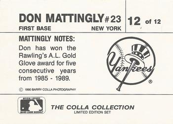 1990 The Colla Collection Limited Edition Don Mattingly #12 Don Mattingly Back