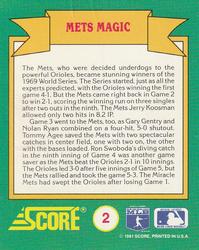 1991 Score - Magic Motion: World Series Trivia #2 Mets Magic Back
