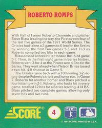 1991 Score - Magic Motion: World Series Trivia #4 Roberto Romps Back