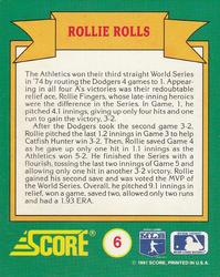 1991 Score - Magic Motion: World Series Trivia #6 Rollie Rolls Back