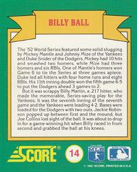 1991 Score - Magic Motion: World Series Trivia #14 Billy Ball Back