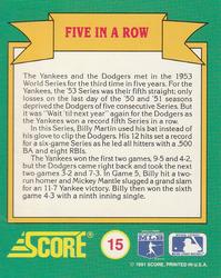 1991 Score - Magic Motion: World Series Trivia #15 Five in a Row Back
