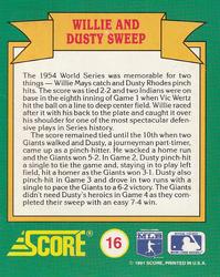 1991 Score - Magic Motion: World Series Trivia #16 Willie and Dusty Sweep Back