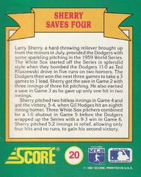 1991 Score - Magic Motion: World Series Trivia #20 Sherry Saves Four Back