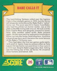 1991 Score - Magic Motion: World Series Trivia #26 Babe Calls It Back