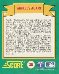 1991 Score - Magic Motion: World Series Trivia #29 Yankees Again Back