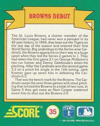 1991 Score - Magic Motion: World Series Trivia #35 Browns Debut Back