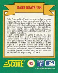 1991 Score - Magic Motion: World Series Trivia #42 Babe Beats 'Em Back