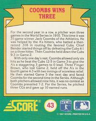 1991 Score - Magic Motion: World Series Trivia #43 Coombs Wins Three Back
