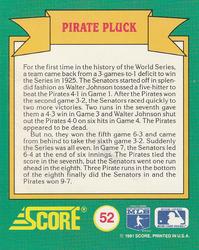 1991 Score - Magic Motion: World Series Trivia #52 Pirate Pluck Back