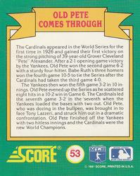 1991 Score - Magic Motion: World Series Trivia #53 Old Pete Comes Through Back