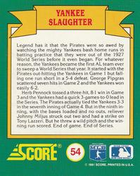1991 Score - Magic Motion: World Series Trivia #54 Yankee Slaughter Back