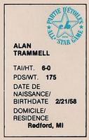 1982 All-Star Game Program Inserts #NNO Alan Trammell Back