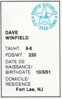 1982 All-Star Game Program Inserts #NNO Dave Winfield Back
