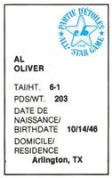 1982 All-Star Game Program Inserts #NNO Al Oliver Back