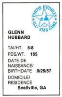 1982 All-Star Game Program Inserts #NNO Glenn Hubbard Back