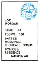 1982 All-Star Game Program Inserts #NNO Joe Morgan Back