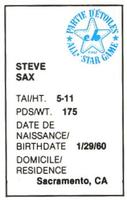 1982 All-Star Game Program Inserts #NNO Steve Sax Back