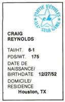 1982 All-Star Game Program Inserts #NNO Craig Reynolds Back
