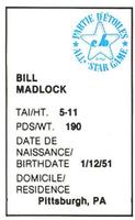 1982 All-Star Game Program Inserts #NNO Bill Madlock Back