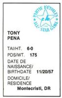 1982 All-Star Game Program Inserts #NNO Tony Pena Back