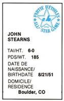1982 All-Star Game Program Inserts #NNO John Stearns Back