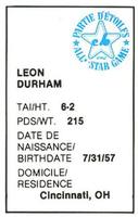1982 All-Star Game Program Inserts #NNO Leon Durham Back
