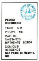 1982 All-Star Game Program Inserts #NNO Pedro Guerrero Back