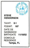 1982 All-Star Game Program Inserts #NNO Steve Henderson Back