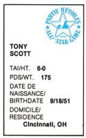 1982 All-Star Game Program Inserts #NNO Tony Scott Back