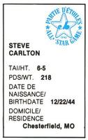 1982 All-Star Game Program Inserts #NNO Steve Carlton Back
