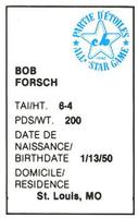 1982 All-Star Game Program Inserts #NNO Bob Forsch Back