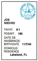 1982 All-Star Game Program Inserts #NNO Joe Niekro Back
