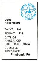 1982 All-Star Game Program Inserts #NNO Don Robinson Back