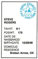 1982 All-Star Game Program Inserts #NNO Steve Rogers Back