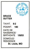 1982 All-Star Game Program Inserts #NNO Bruce Sutter Back
