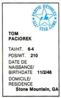 1982 All-Star Game Program Inserts #NNO Tom Paciorek Back