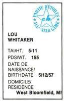1982 All-Star Game Program Inserts #NNO Lou Whitaker Back