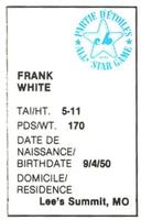 1982 All-Star Game Program Inserts #NNO Frank White Back