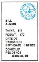 1982 All-Star Game Program Inserts #NNO Bill Almon Back