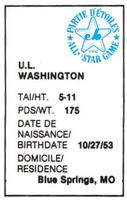 1982 All-Star Game Program Inserts #NNO U.L. Washington Back