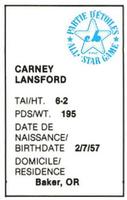 1982 All-Star Game Program Inserts #NNO Carney Lansford Back