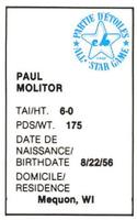 1982 All-Star Game Program Inserts #NNO Paul Molitor Back
