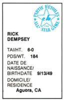 1982 All-Star Game Program Inserts #NNO Rick Dempsey Back