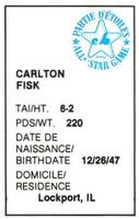 1982 All-Star Game Program Inserts #NNO Carlton Fisk Back