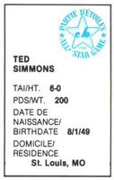1982 All-Star Game Program Inserts #NNO Ted Simmons Back