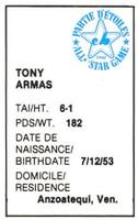 1982 All-Star Game Program Inserts #NNO Tony Armas Back