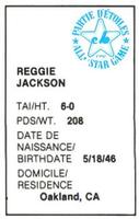 1982 All-Star Game Program Inserts #NNO Reggie Jackson Back