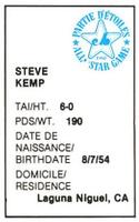 1982 All-Star Game Program Inserts #NNO Steve Kemp Back