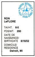 1982 All-Star Game Program Inserts #NNO Ron LeFlore Back